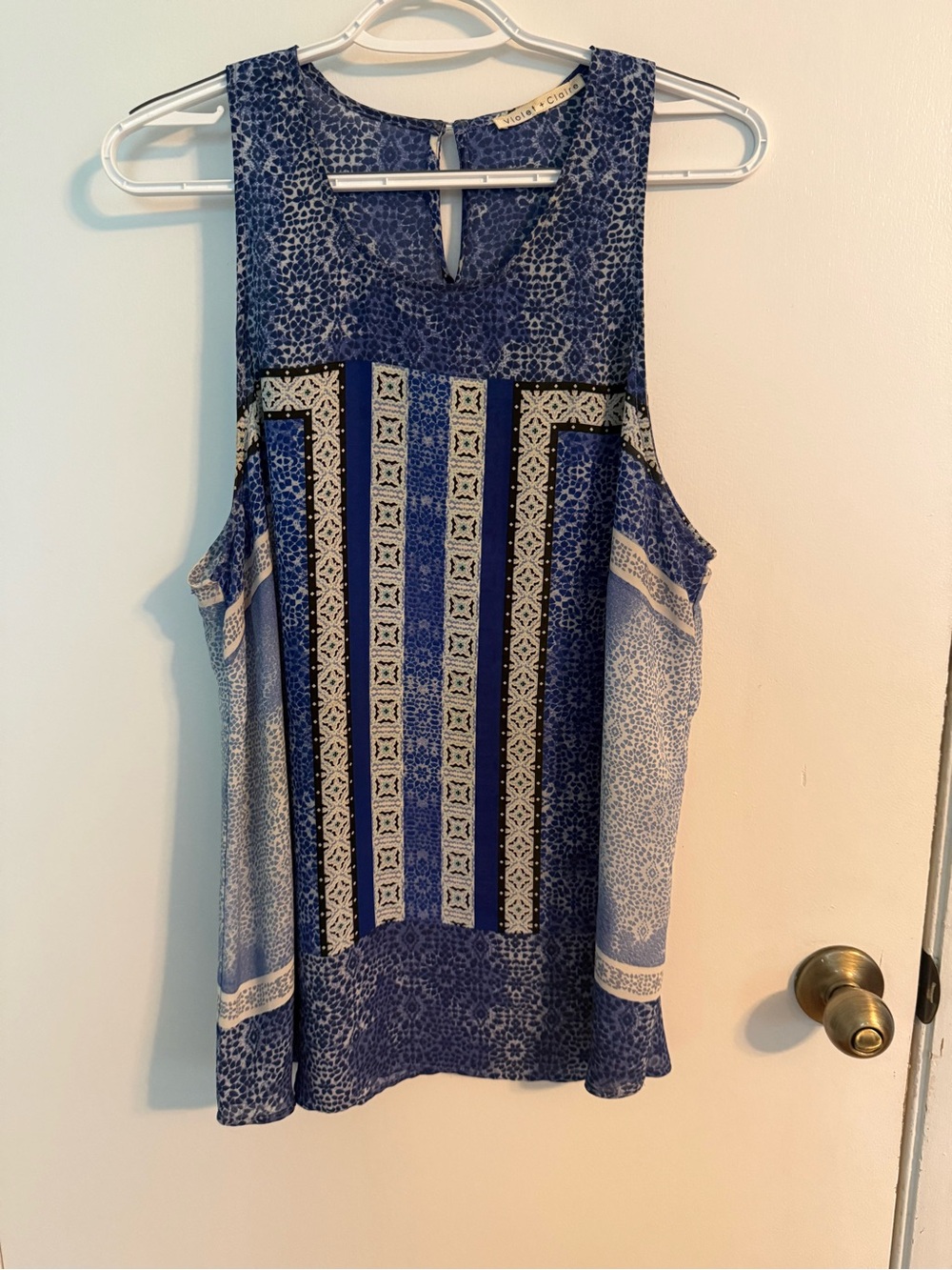 Violet and Claire Blue Patterned Sleeveless Camisole
